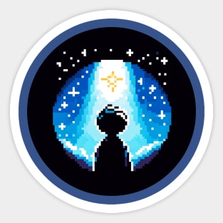 Starry Night Pixel Art - 8-Bit Night Sky Dreamscape Sticker